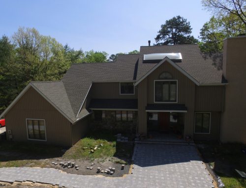 GAF Timberline HD Lifetime Roofing System with Weathered Wood Shingles + MASTIC Pebblestone Clay Board & Batten Vertical Siding