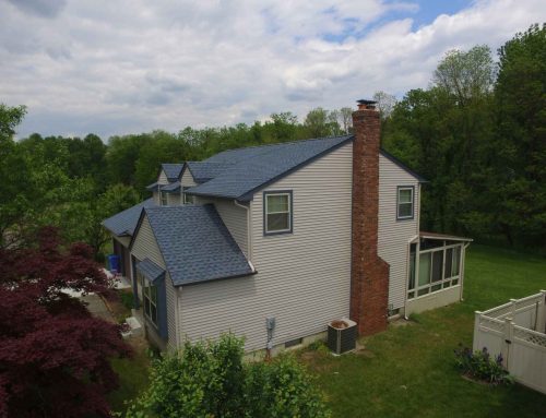 GAF Timberline HD Lifetime Roofing System with Biscayne Blue Shingles + Silver Ash CertainTeed MainStreet™ Double 4″ Siding